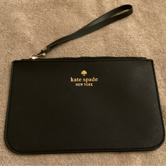 kate spade Handbags - NWOT Kate Spade Black Coated Canvas Large Wristlet